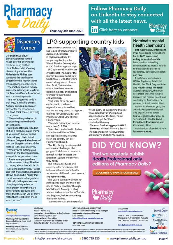 Pharmacist Daily | p4 | LPG supporting country kids | Life Pharmacy Group